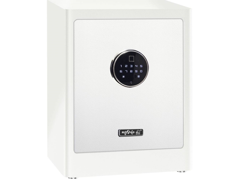 Hvid Basi Mysafe Premium 450 Fritstående Pengeskab Elektronisk Kode Fingeraftrykslæser Væg Hylder Batteri - Basi Pengeskab  - 4026434178715